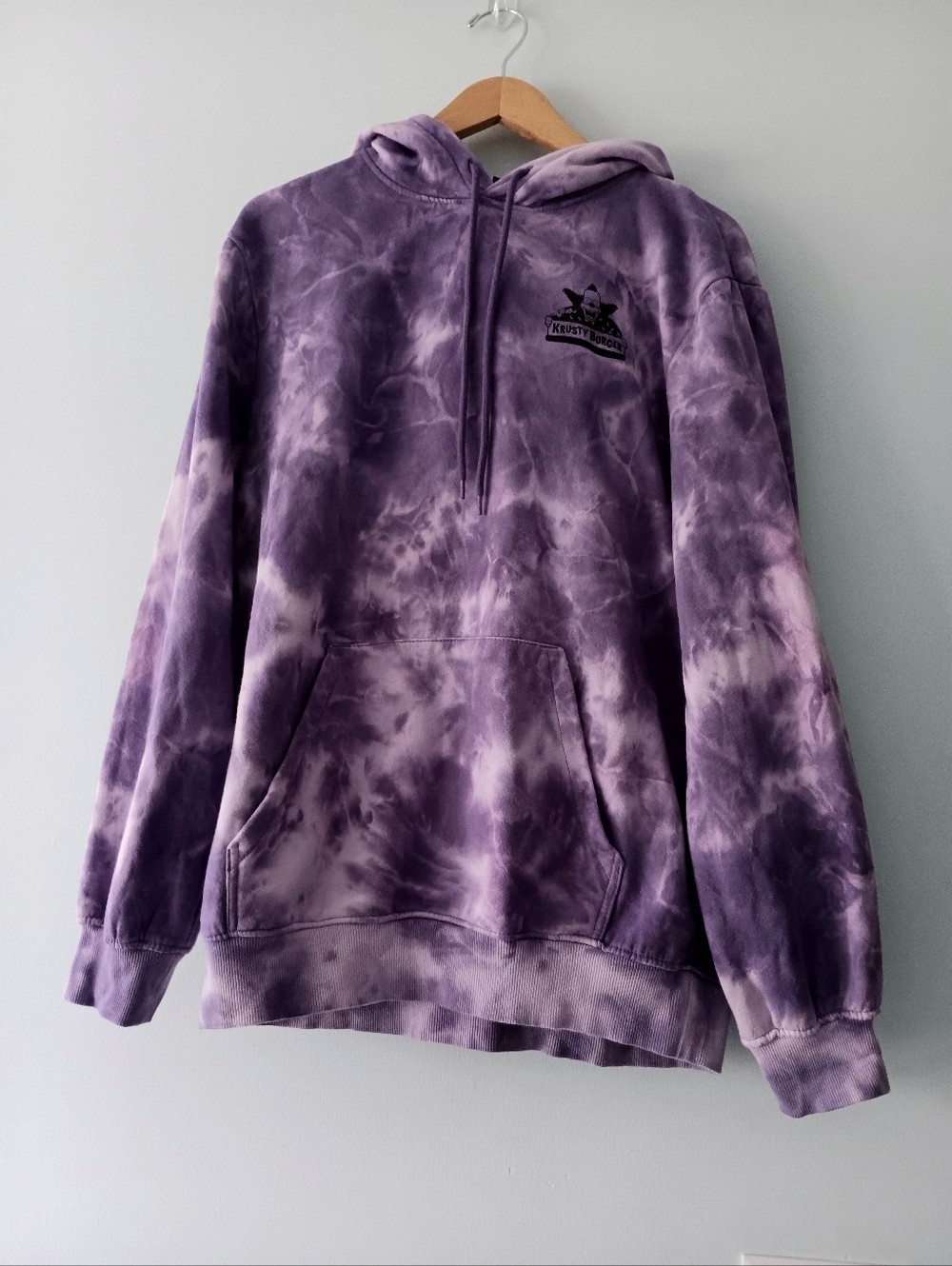 H&M The Simpsons Purple Tie Dye Krusty Burger Graphic Hoodie Kangaroo Pocket M